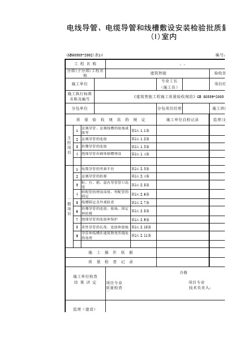 电线导管、电缆导管和线槽敷设安装检验批质量验收记录