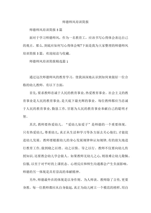 师德师风培训简报