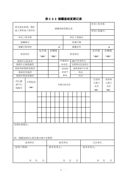 表C.0.2-储罐基础复测记录