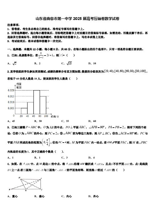 山东省曲阜市第一中学2025届高考压轴卷数学试卷含解析