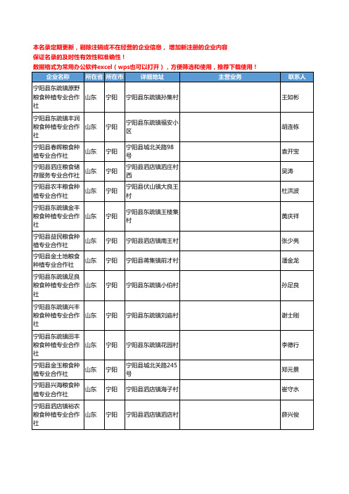 2020新版山东省宁阳粮食工商企业公司名录名单黄页大全42家