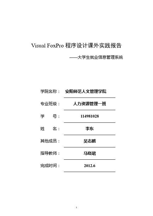 VFP课外实践报告