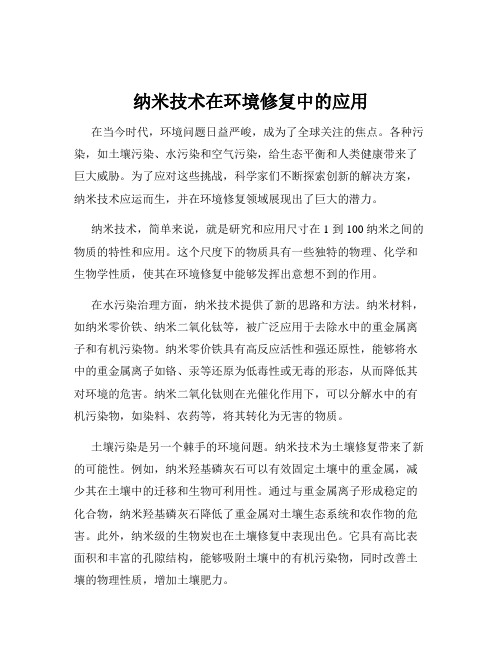 纳米技术在环境修复中的应用