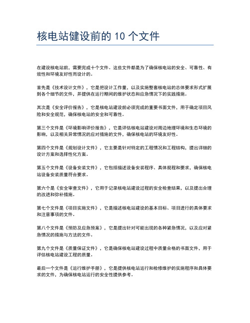 核电站健设前的10个文件