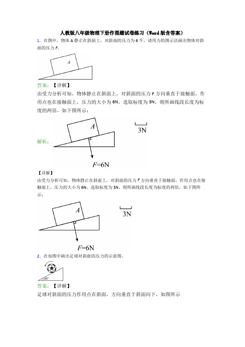 人教版八年级物理下册作图题试卷练习(Word版含答案)