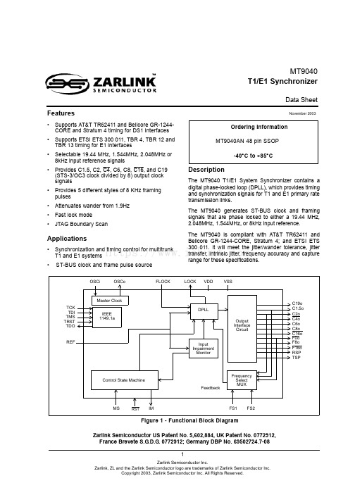 mt9040中文资料_数据手册_IC数据表