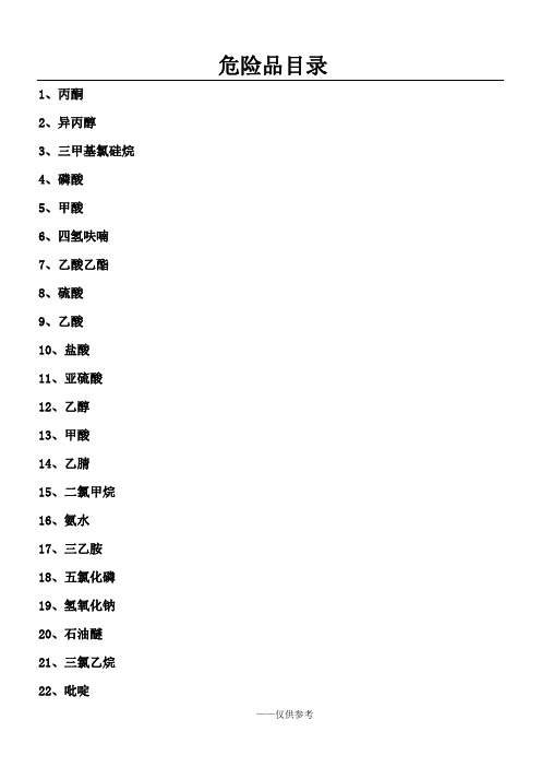 常见危险化学品安全技术说明书(MSDS)