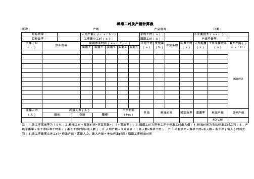 标准工时计算表