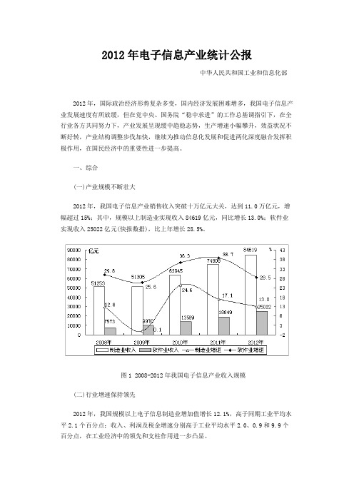 2012年电子信息产业统计公报