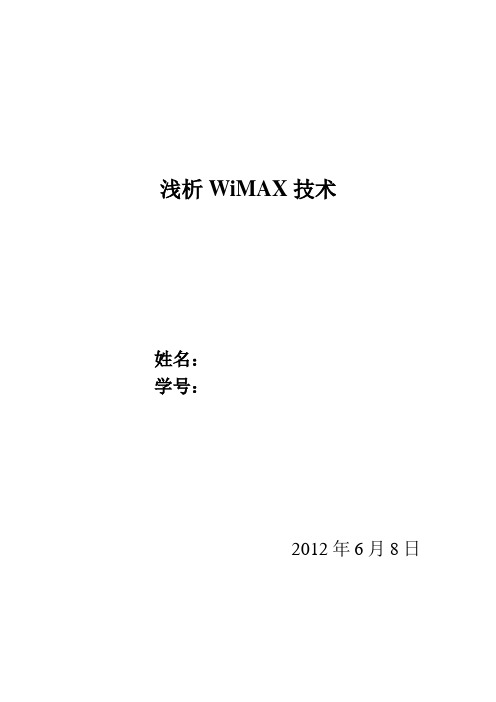 浅谈WiMAX技术及其应用