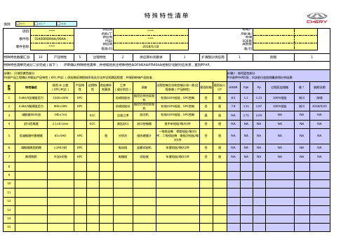 特殊特性清单(K表)模板