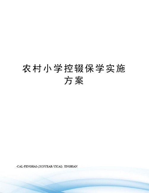 农村小学控辍保学实施方案