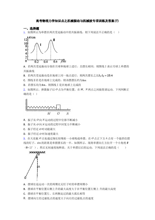 高考物理力学知识点之机械振动与机械波专项训练及答案(7)