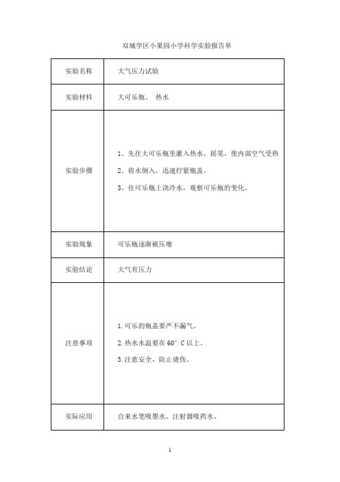 实验报告单打印版