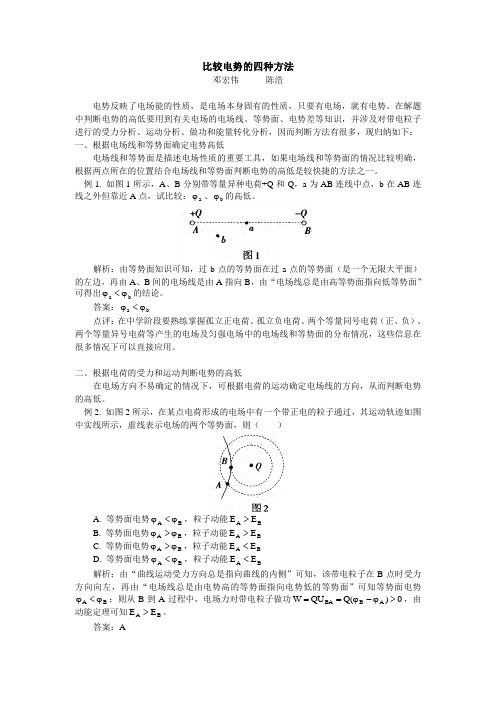 高中物理比较电势的四种方法 学法指导