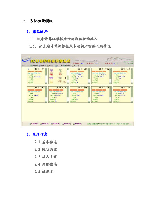 ICU信息系统功能模块