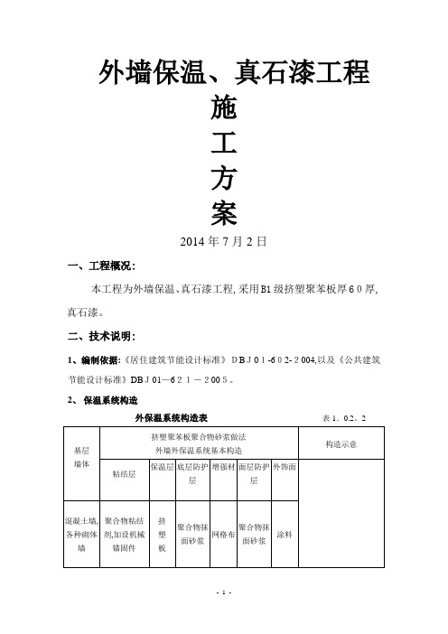 外墙保温、真石漆工程施工方案