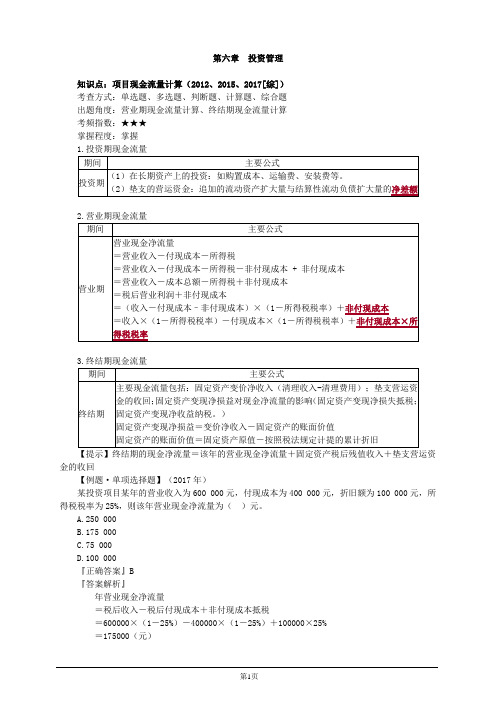 会计职称-中级财务管理高频考点-第六章 投资管理(14页)