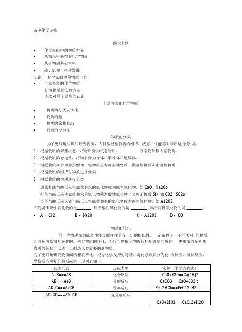 苏教版高中化学必修1知识点梳理.docx