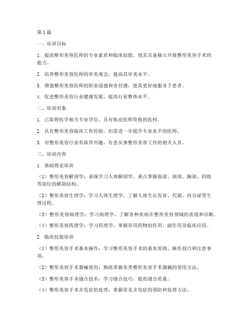 整形美容医师培训计划(3篇)