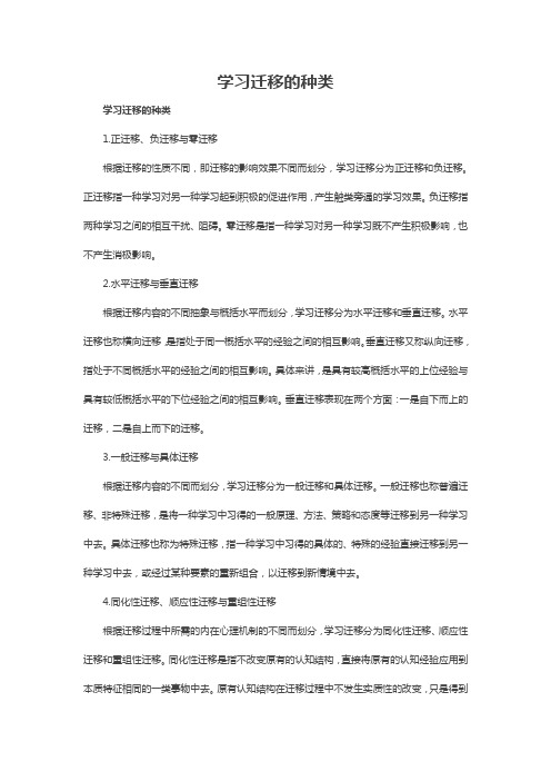 学习迁移的种类