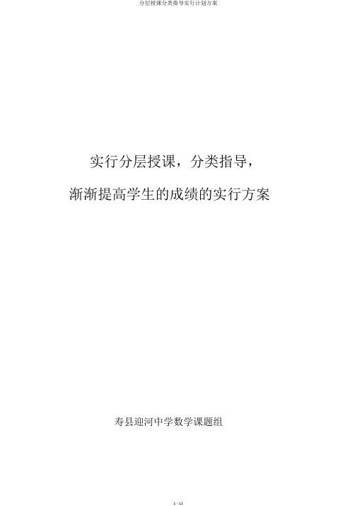 分层教学分类指导实施计划方案