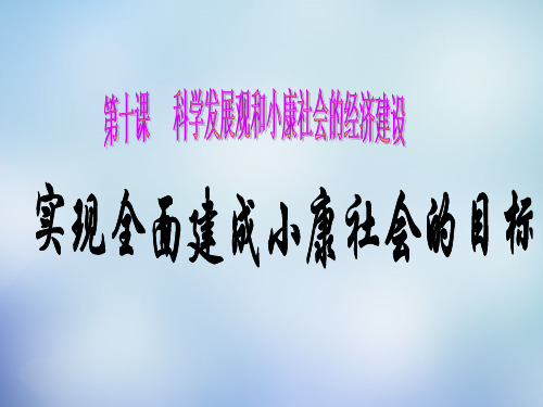 【人教版】高一政治必修一：10.1《实现全面建成小康社会的目标》ppt课件