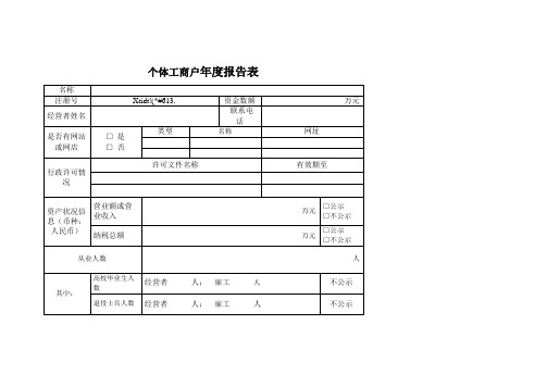 个体工商户年度报表