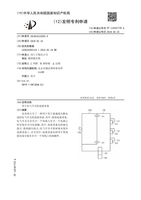 【CN110164720A】用于电气开关的连接设备【专利】