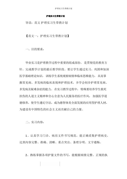 护理实习生带教计划