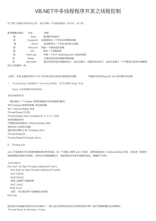 VB.NET中多线程程序开发之线程控制