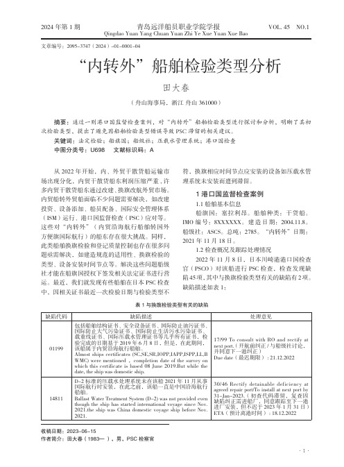 “内转外”船舶检验类型分析