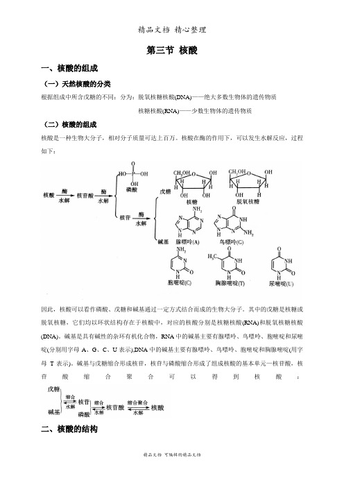 新教材人教版高中化学选择性必修三 4-3 核酸 知识点梳理