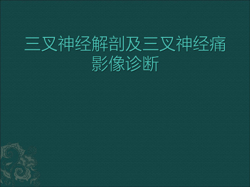 三叉神经解剖及三叉神经痛影像诊断