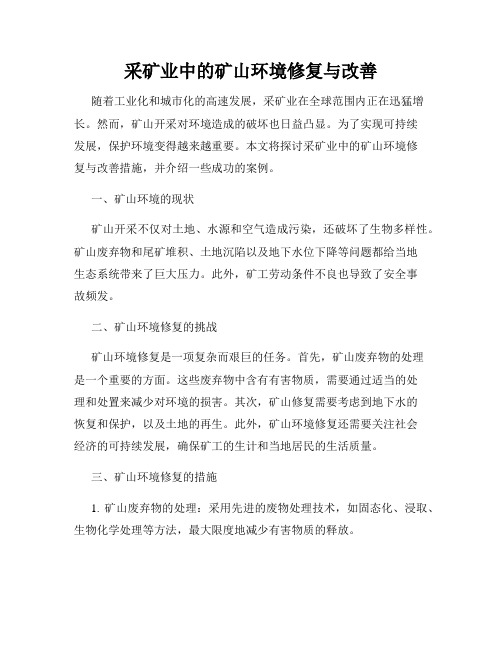 采矿业中的矿山环境修复与改善