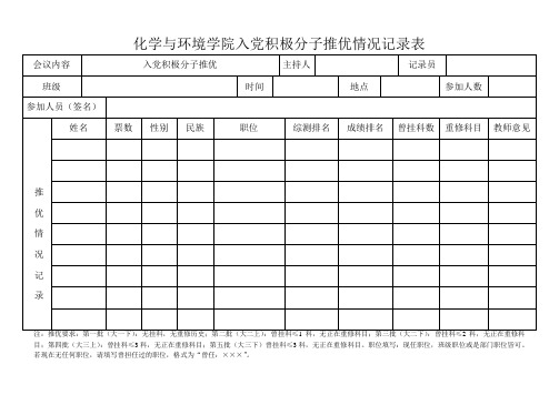 入党积极分子推优必填表