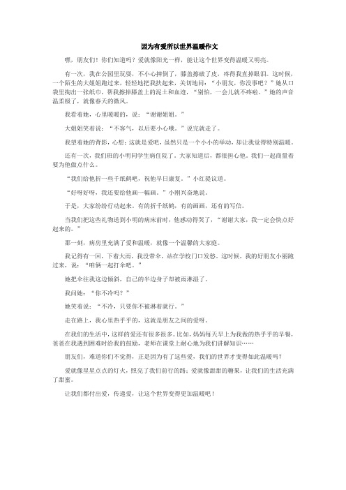 因为有爱所以世界温暖作文