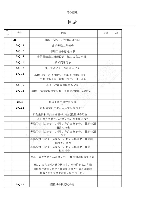 幕墙工程竣工资料(全套)