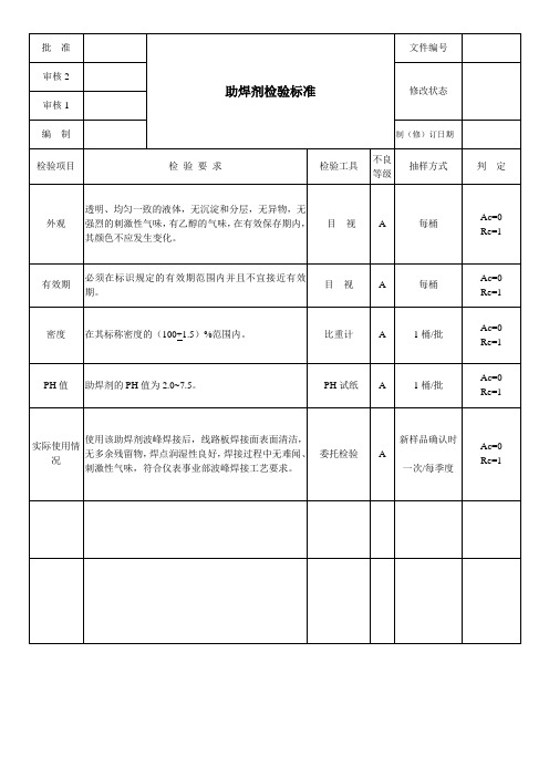 助焊剂检验标准