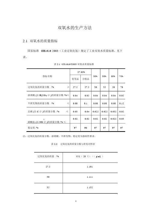 双氧水的生产方法