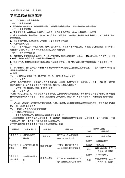 第五章-薪酬福利管理简答