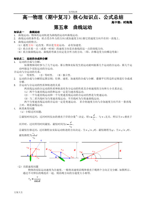 (完整word版)高一物理曲线运动知识点的总结,推荐文档