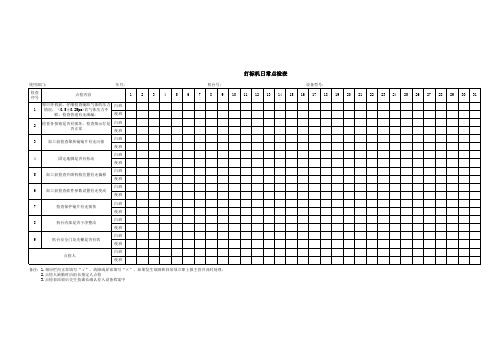 打标机日常点检表