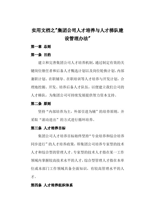 实用文档之公司人才培养与人才梯队建设管理办法