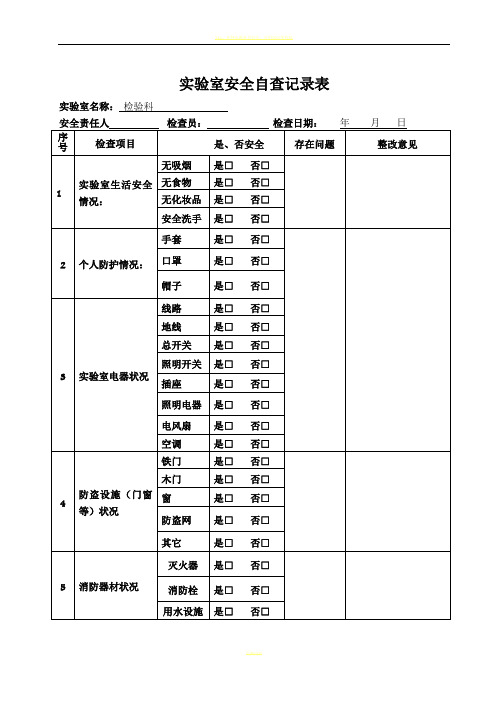 实验室安全自查记录表