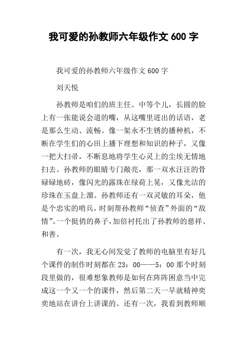 我可爱的孙教师六年级作文600字