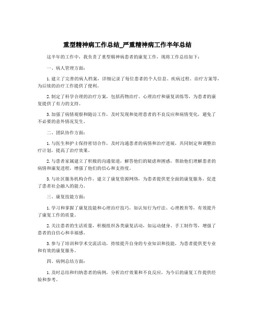 重型精神病工作总结_严重精神病工作半年总结