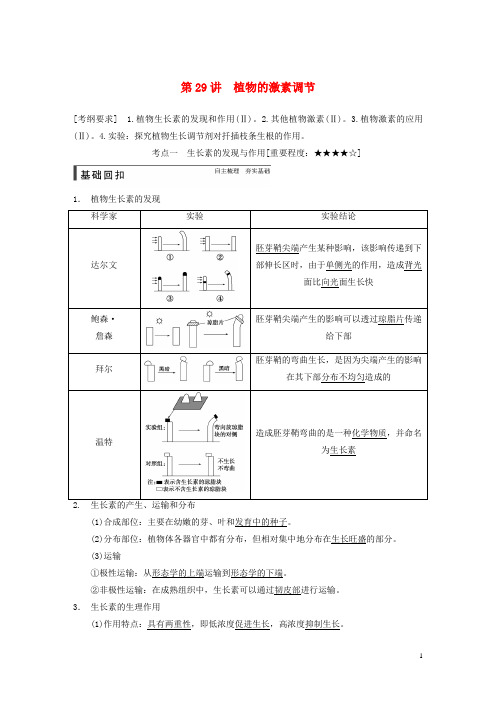 【步步高】2015届高考生物一轮总复习精品讲义 第29讲 植物的激素调节 新人教版解析