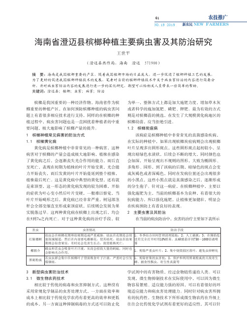 海南省澄迈县槟榔种植主要病虫害及其防治研究