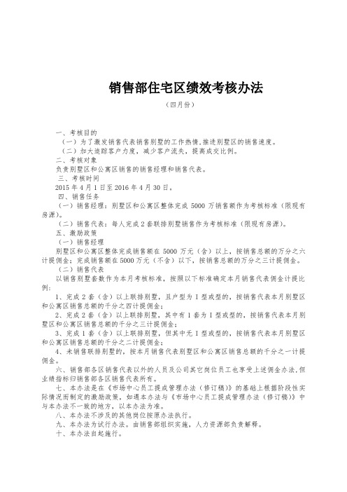 最新整理正略钧策永泰地产郦城住宅区月销售人员绩效考核办法.doc